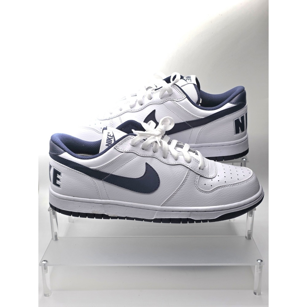 Nike Big Nike Low Shoes Mens Size 11 White Midnight Navy Lifestyle 355152-140